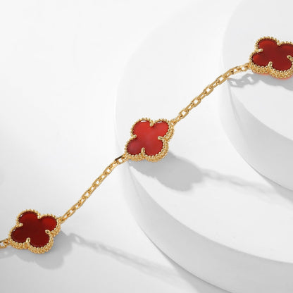 [Royal&Vicky]CLOVER 10 MOTIFS CARNELIAN NECKLACE
