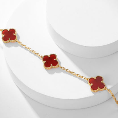 [Royal&Vicky]CLOVER 10 MOTIFS CARNELIAN NECKLACE