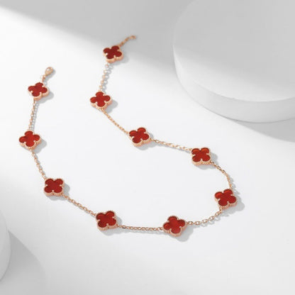 [Royal&Vicky]CLOVER 10 MOTIFS CARNELIAN NECKLACE
