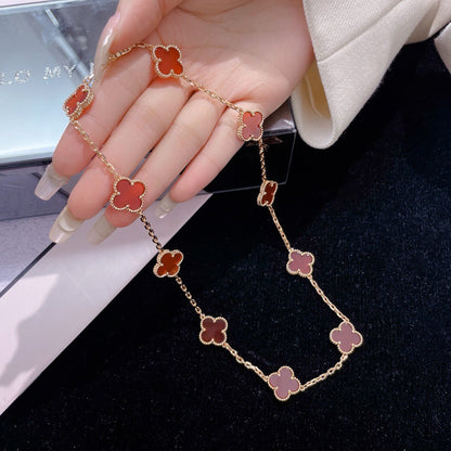 [Royal&Vicky]CLOVER 10 MOTIFS CARNELIAN NECKLACE