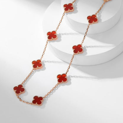 [Royal&Vicky]CLOVER 10 MOTIFS CARNELIAN NECKLACE