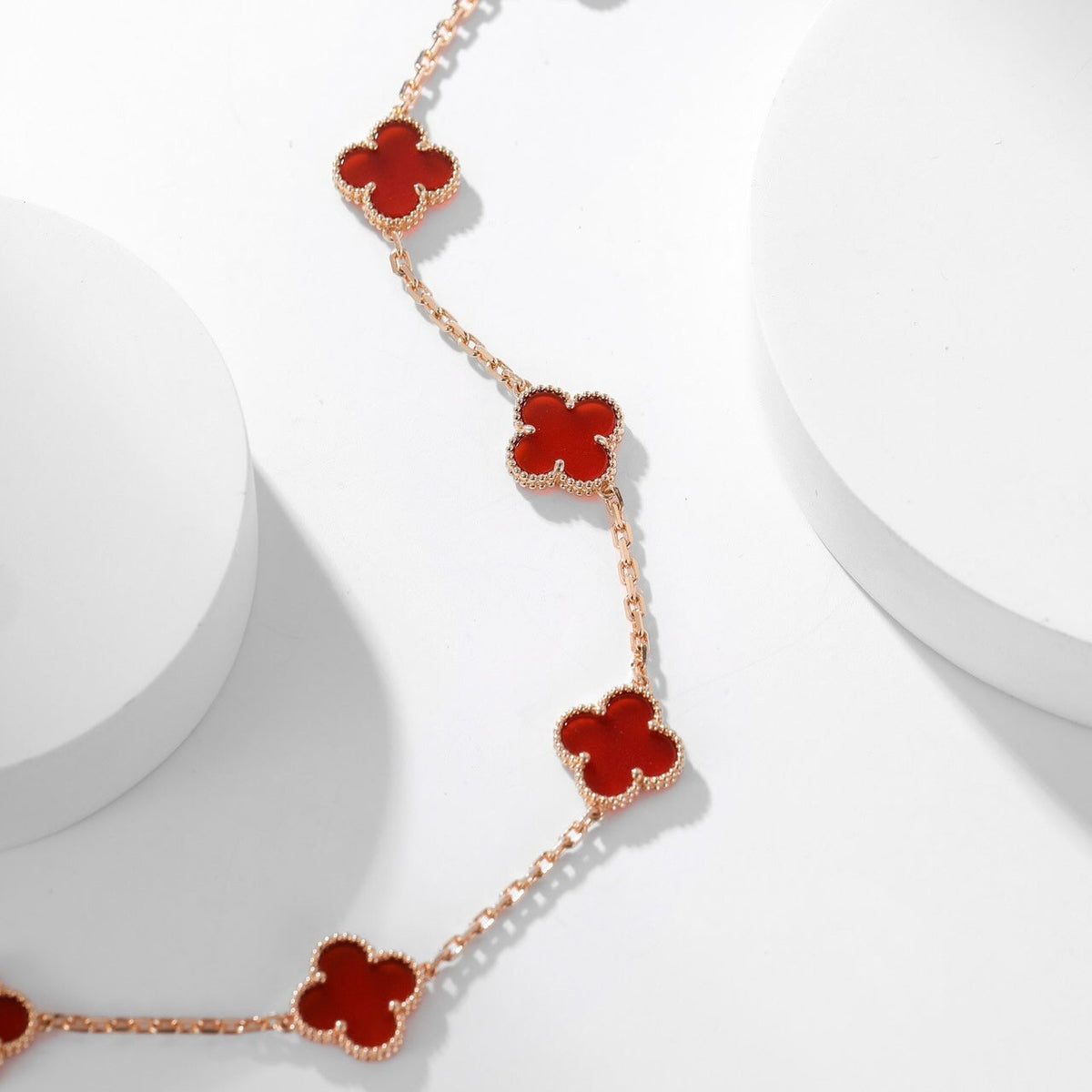 [Royal&Vicky]CLOVER 10 MOTIFS CARNELIAN NECKLACE