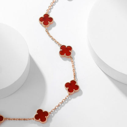 [Royal&Vicky]CLOVER 10 MOTIFS CARNELIAN NECKLACE