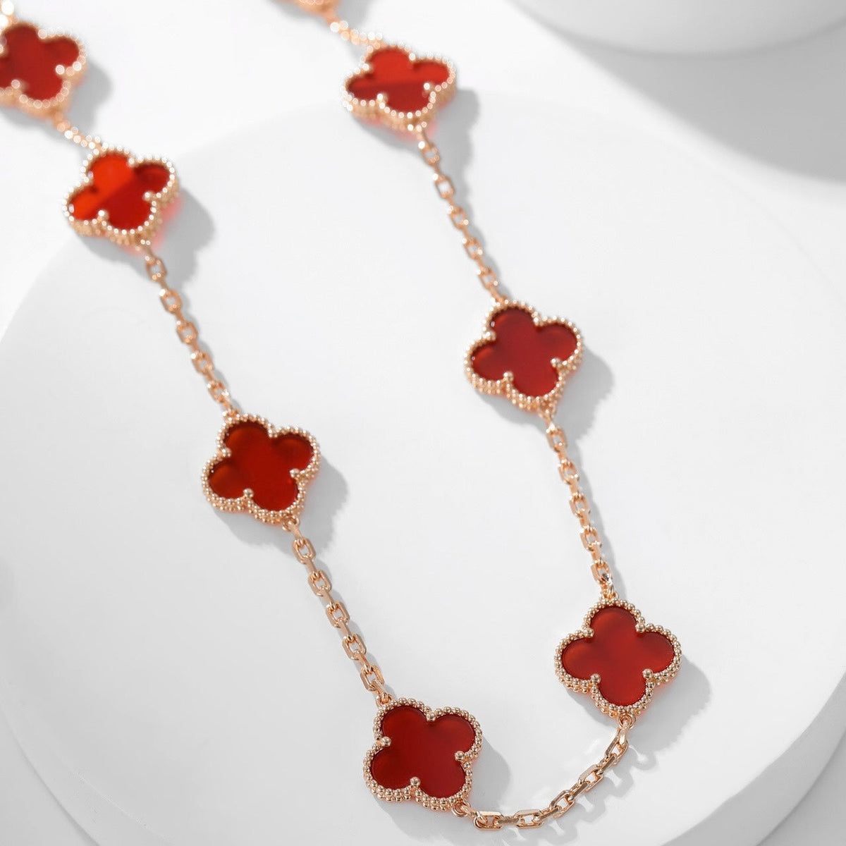[Royal&Vicky]CLOVER 10 MOTIFS CARNELIAN NECKLACE