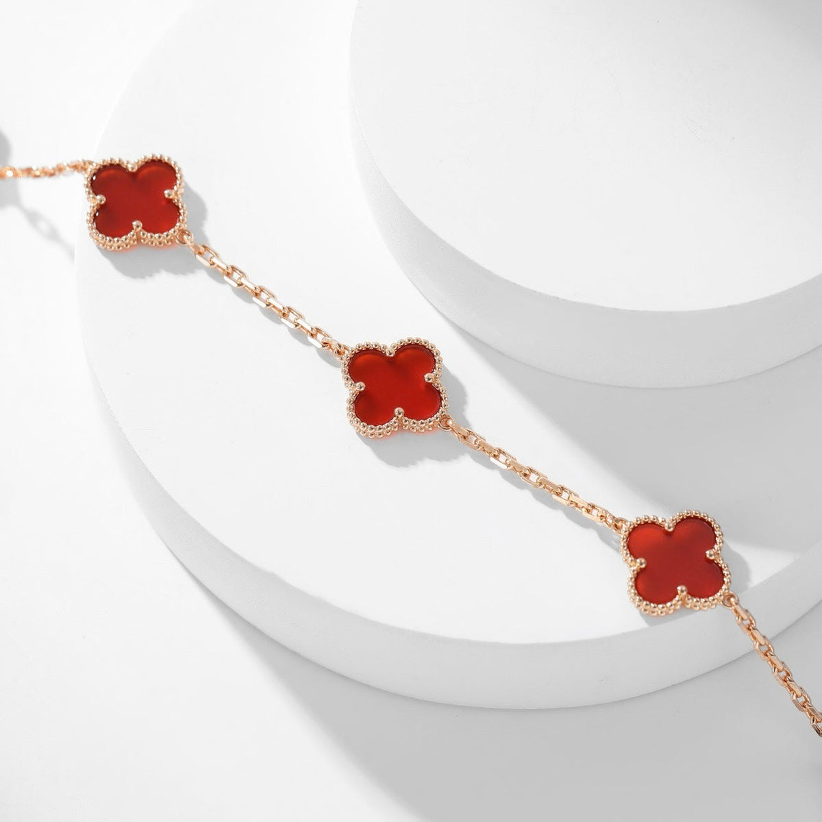 [Royal&Vicky]CLOVER 10 MOTIFS CARNELIAN NECKLACE