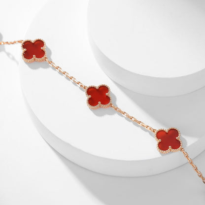 [Royal&Vicky]CLOVER 10 MOTIFS CARNELIAN NECKLACE