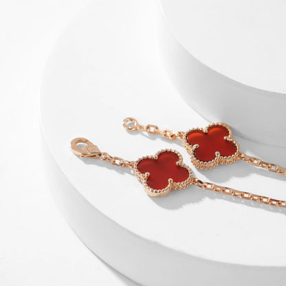 [Royal&Vicky]CLOVER 10 MOTIFS CARNELIAN NECKLACE
