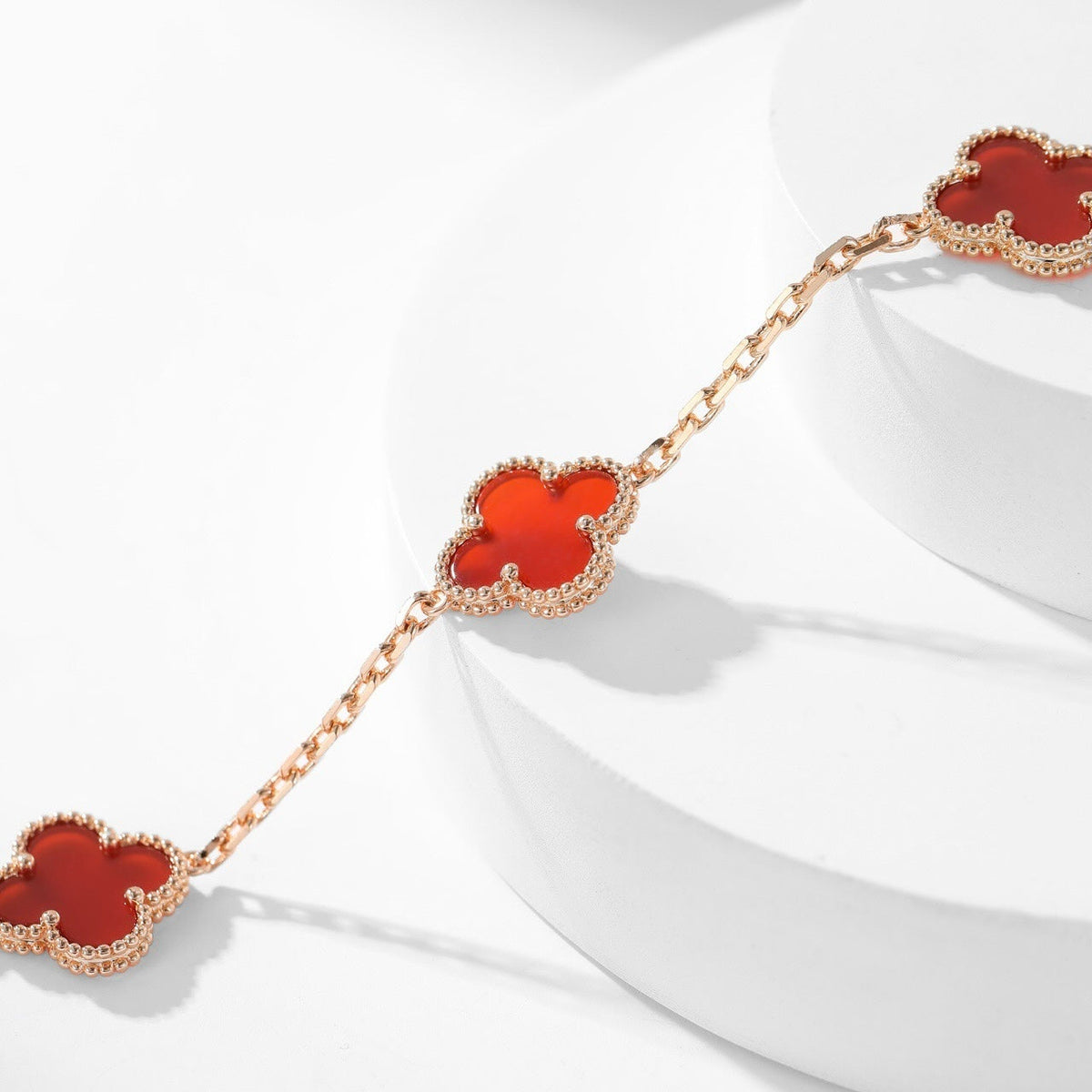 [Royal&Vicky]CLOVER 10 MOTIFS CARNELIAN NECKLACE