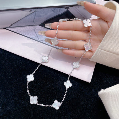 [Royal&Vicky]CLOVER 10 MOTIFS WHITE MOTHER OF PEARL NECKLACE