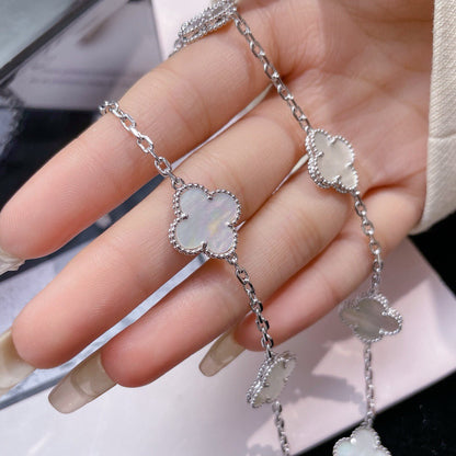 [Royal&Vicky]CLOVER 10 MOTIFS WHITE MOTHER OF PEARL NECKLACE