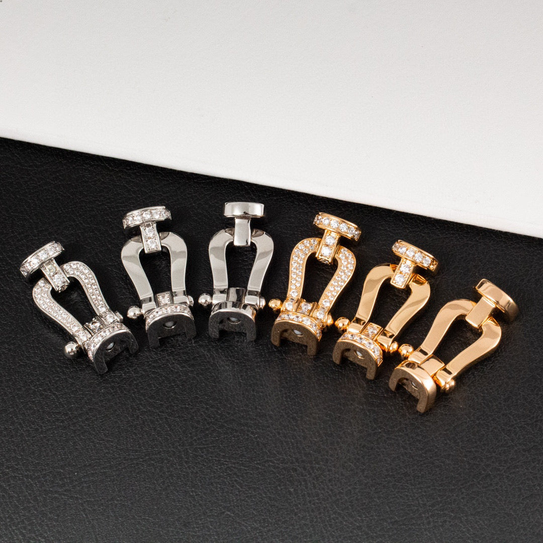 [Royal&Vicky]FORCE LARGE HORSESHOE HALF DIAMOND BRACELET GOLD