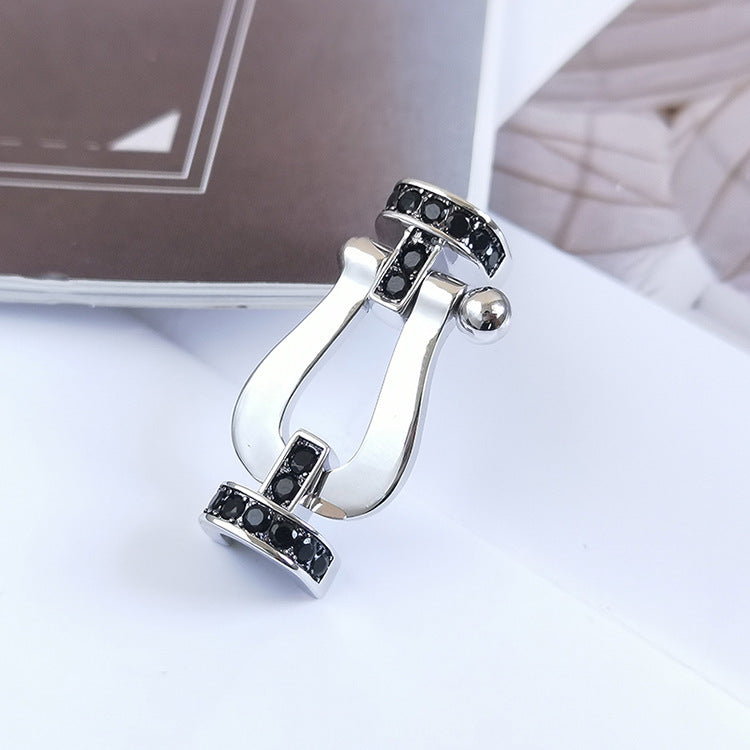 [Royal&Vicky]FORCE LARGE HORSESHOE BLACK DIAMOND BRACELET SILVER