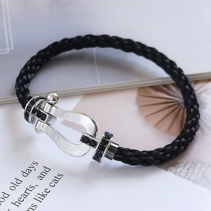 [Royal&Vicky]FORCE LARGE HORSESHOE BLACK DIAMOND BRACELET SILVER
