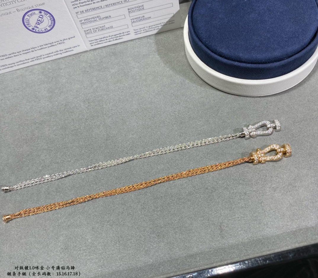 [Royal&Vicky]FORCE SMALL HORSESHOE  DIAMOND CHAIN ROPE BRACELET