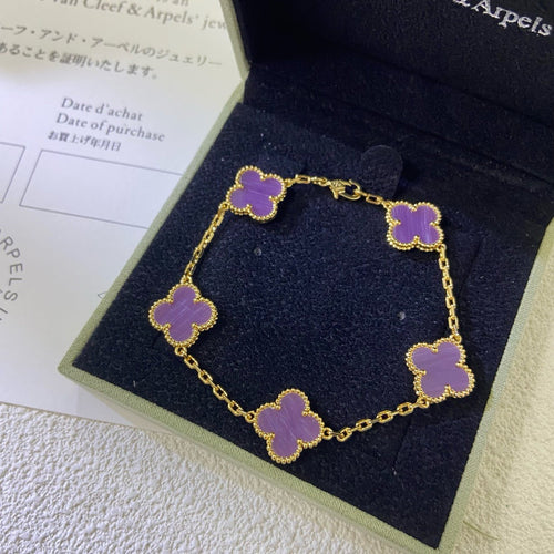 [Royal&Vicky]CLOVER  5 MOTIFS  PURPLE VIOLET BRACELET