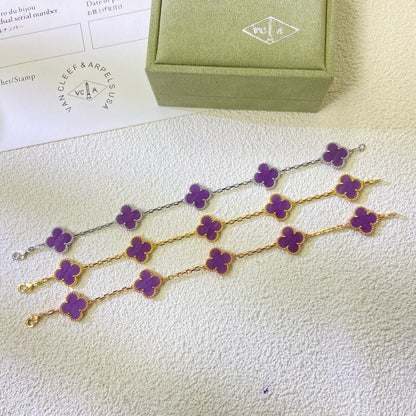 [Royal&Vicky]CLOVER  5 MOTIFS  PURPLE VIOLET BRACELET