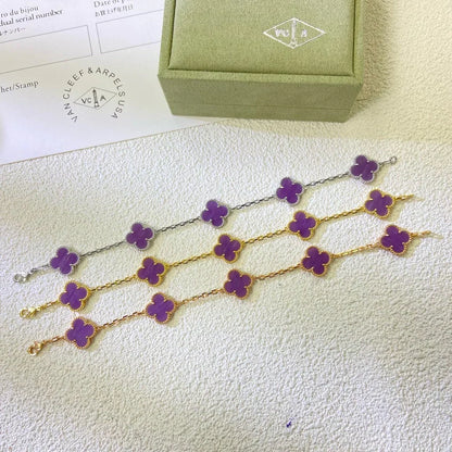 [Royal&Vicky]LUCKY CLOVER 5-MOTIF BRACELET - VIOLET COLLECTION