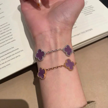 [Royal&Vicky]LUCKY CLOVER 5-MOTIF BRACELET - VIOLET COLLECTION