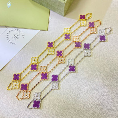 [Royal&Vicky]CLOVER 10 MOTIFS  PURPLE VIOLET DIAMOND NECKLACE