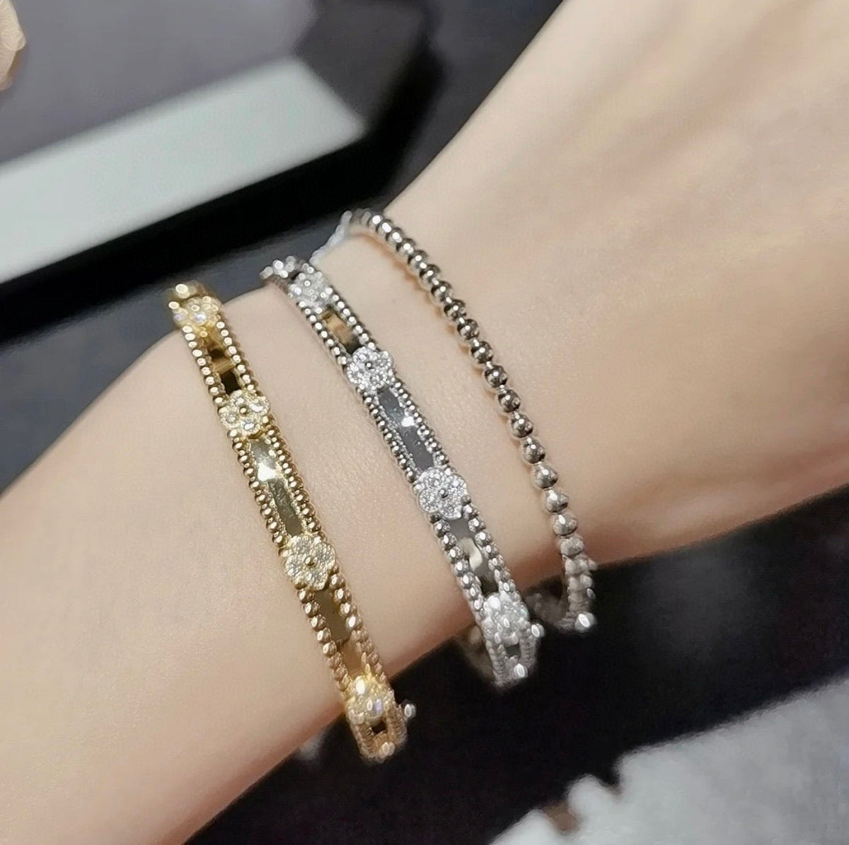 [Royal&Vicky]CLOVER BRACELET 4MM DIAMONDS