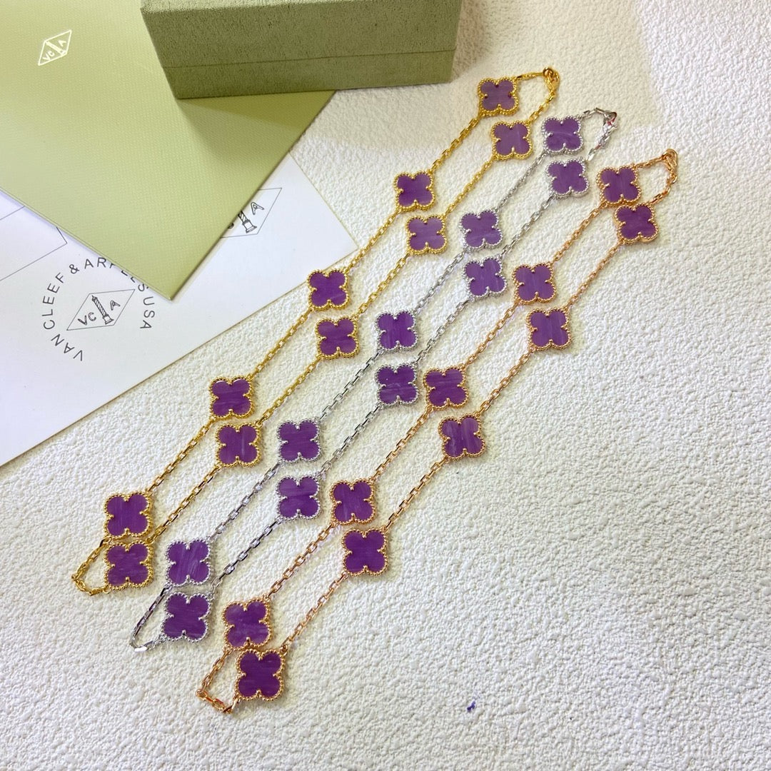 [Royal&Vicky]CLOVER 10 MOTIFS  PURPLE VIOLET  NECKLACE