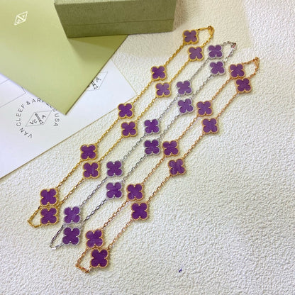 [Royal&Vicky]CLOVER 10 MOTIFS  PURPLE VIOLET  NECKLACE