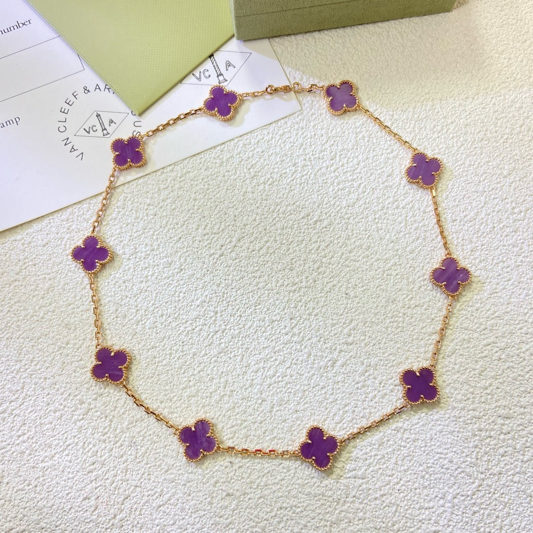 [Royal&Vicky]CLOVER 10 MOTIFS  PURPLE VIOLET  NECKLACE