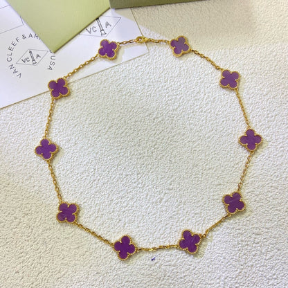 [Royal&Vicky]CLOVER 10 MOTIFS  PURPLE VIOLET  NECKLACE