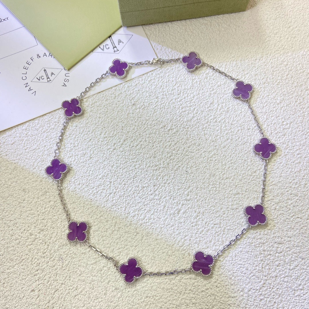 [Royal&Vicky]CLOVER 10 MOTIFS  PURPLE VIOLET  NECKLACE