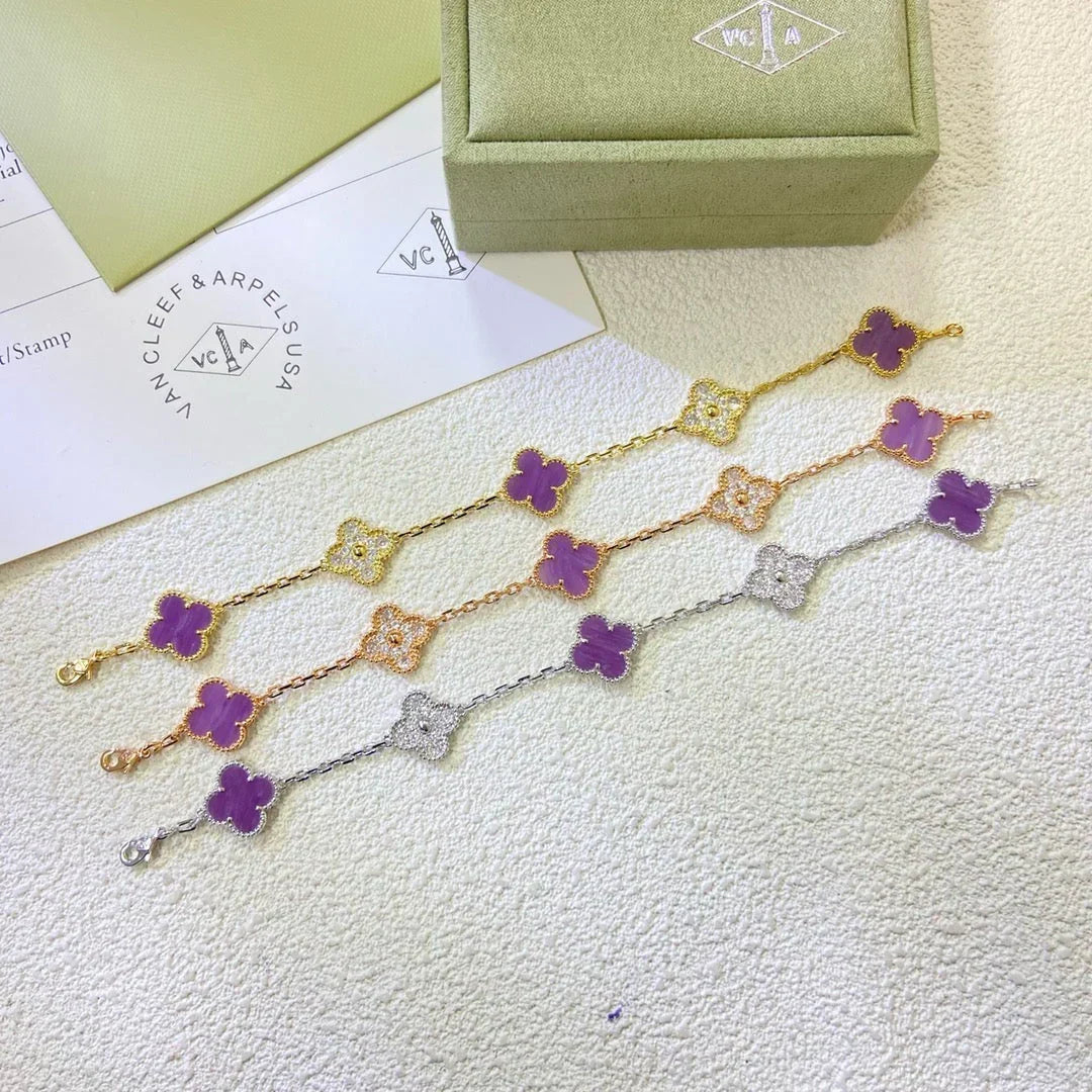 [Royal&Vicky]LUCKY CLOVER 5-MOTIF BRACELET - VIOLET COLLECTION