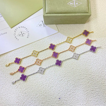 [Royal&Vicky]LUCKY CLOVER 5-MOTIF BRACELET - VIOLET COLLECTION