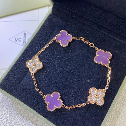 [Royal&Vicky]LUCKY CLOVER 5-MOTIF BRACELET - VIOLET COLLECTION