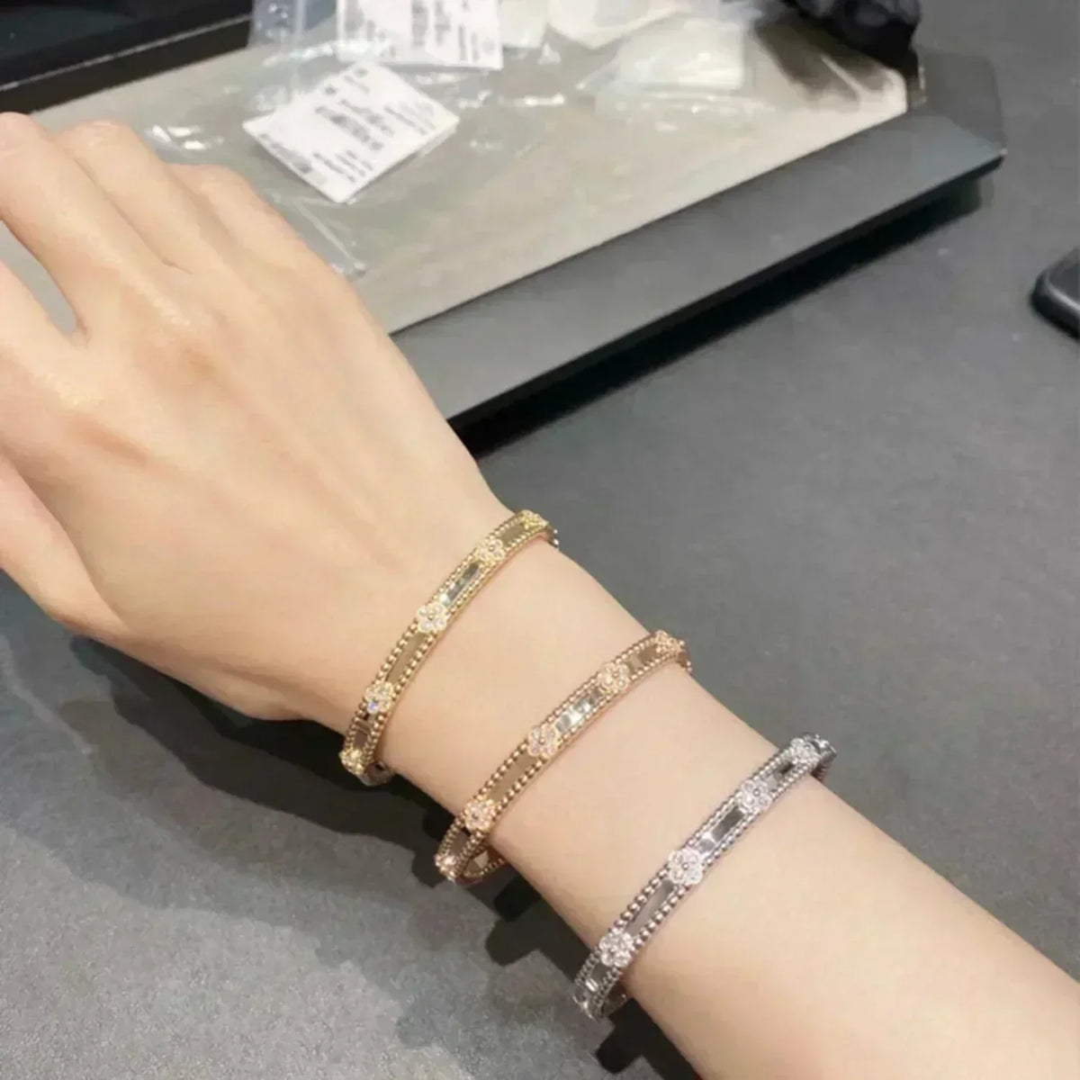 [Royal&Vicky]CLOVER BRACELET 4MM DIAMONDS