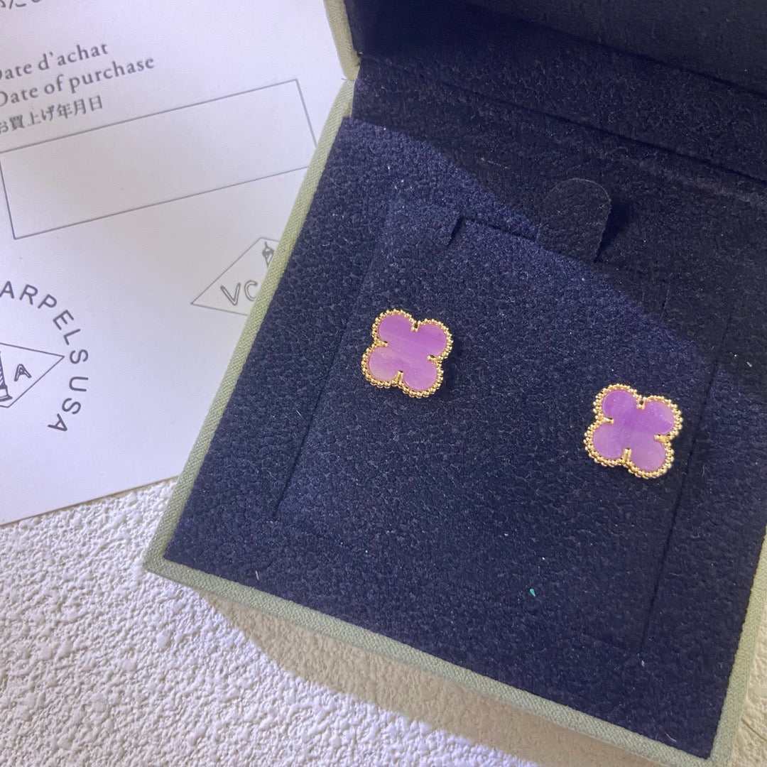 [Royal&Vicky]CLOVER MINI 9.5MM  PURPLE VIOLET EARRINGS