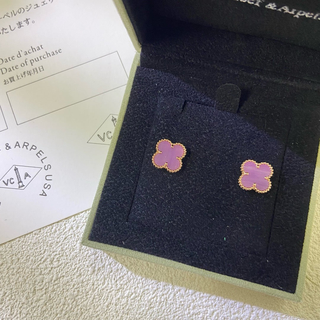 [Royal&Vicky]CLOVER MINI 9.5MM  PURPLE VIOLET EARRINGS