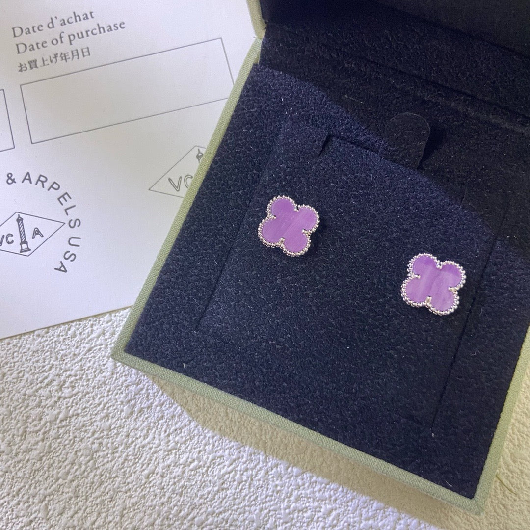 [Royal&Vicky]CLOVER MINI 9.5MM  PURPLE VIOLET EARRINGS