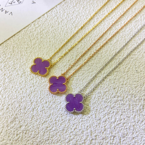 [Royal&Vicky]CLOVER 15MM  PURPLE VIOLET NECKLACE
