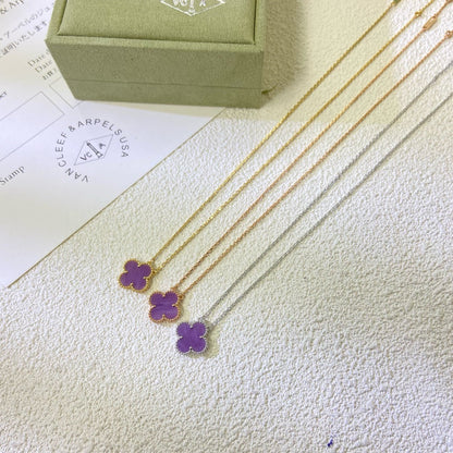 [Royal&Vicky]CLOVER 15MM  PURPLE VIOLET NECKLACE