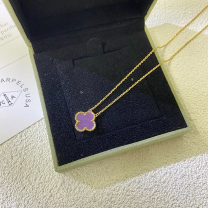 [Royal&Vicky]CLOVER 15MM  PURPLE VIOLET NECKLACE