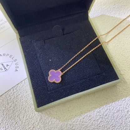 [Royal&Vicky]CLOVER 15MM  PURPLE VIOLET NECKLACE