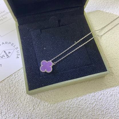 [Royal&Vicky]CLOVER 15MM  PURPLE VIOLET NECKLACE