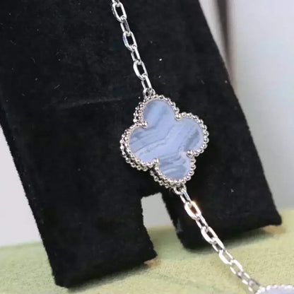 [Royal&Vicky]LUCKY CLOVER 5-MOTIF BRACELET - PURPLE CHALCEDONY COLLECTION