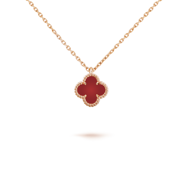 [Royal&Vicky]CLOVER MINI 9.5MM WHITE CARNELIANS NECKLACE