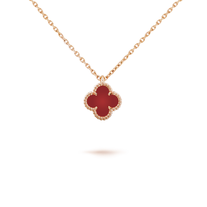[Royal&Vicky]CLOVER MINI 9.5MM WHITE CARNELIANS NECKLACE