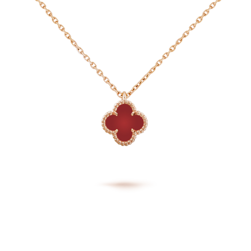 [Royal&Vicky]CLOVER MINI 9.5MM WHITE CARNELIANS NECKLACE