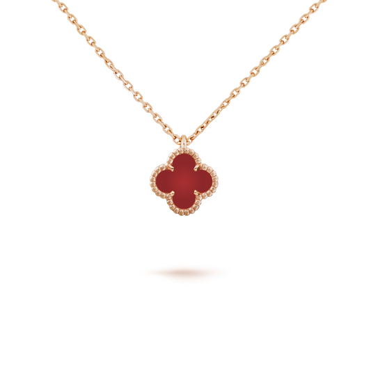 [Royal&Vicky]CLOVER MINI 9.5MM WHITE CARNELIANS NECKLACE