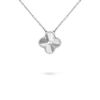 [Royal&Vicky]CLOVER 15MM LASER NECKLACE SILVER