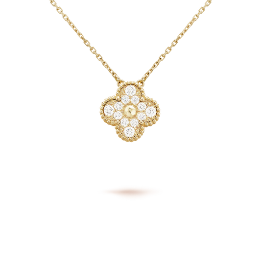 [Royal&Vicky]CLOVER 15MM DIAMOND SINGLE FLOWER NECKLACE