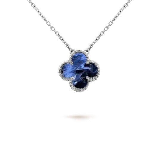 [Royal&Vicky]CLOVER 15MM PIETERSITE NECKLACE SILVER