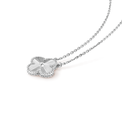 [Royal&Vicky]CLOVER 15MM LASER NECKLACE SILVER